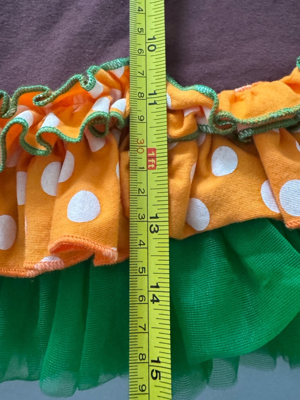 Boutique Thanksgiving Turkey Dress Top Brown Orange Applique Polka Dot XS - Picture 5 of 5